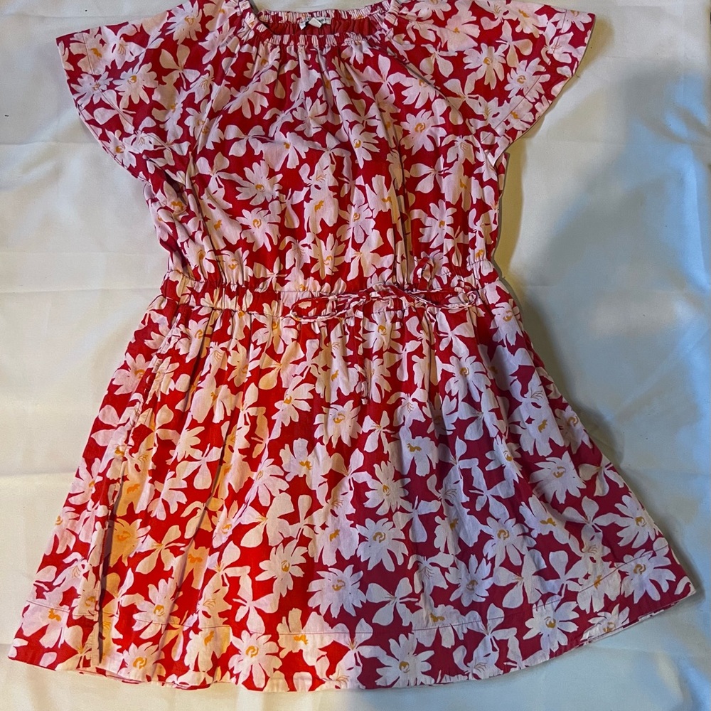 Elegant Floral Midi Dress in Red and White
